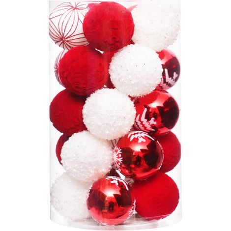 Boule De Noël - 25 Pièces En Plastique - Diamètre 6 Cm - Décoration Arbre Festif (1/5)