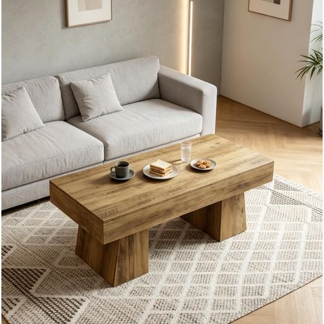 Tavolino da salotto rettangolare 120x60x50 cm in MDF marrone moderno FloraGrace (1/5)