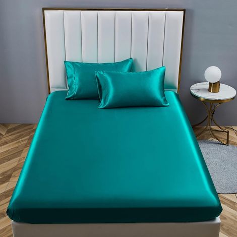 1 Drap Housse 180x200 cm, Satin Microfibre, Bonnet 30 cm, Doux Lisse Respirant, pour Matelas Épais