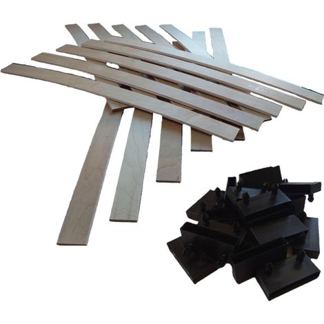 Lot de 5 lattes + embouts pour sommier et lit 70 cm - 700x53x8 mm Bois hêtre durable - 7 plis (1/5)