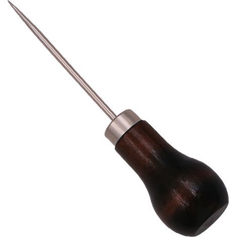 1 outil de poinçonnage professionnel en cuir avec manche en bois pour accessoires de brochage, poinçon à manche de gourde, poinçon droit, poinçon à chaussures