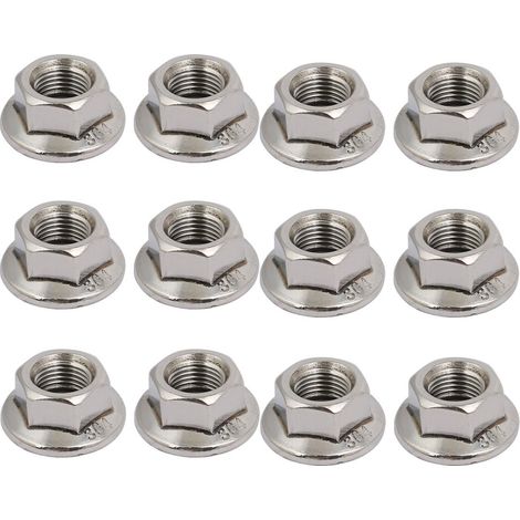 12PCS M10x1.25mm filetage métrique acier inox 304 écrou embase hex (1/4)