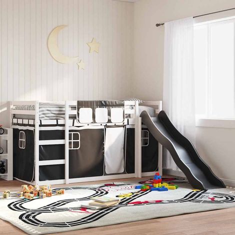 vidaXL Lit superposé sans matelas avec toboggan blanc noir 90x200 cm (1/5)