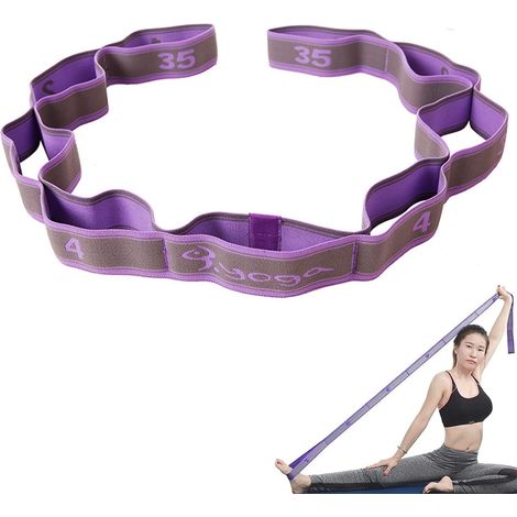 Sangle élastique d'étirement pour le yoga, sangle d'étirement, sangle d'exercice, sangle de yoga à 9 anneaux, sangle d'étirement pour le yoga avec boucles, adaptée à la physiothérapie, au Pilates et à (1/5)