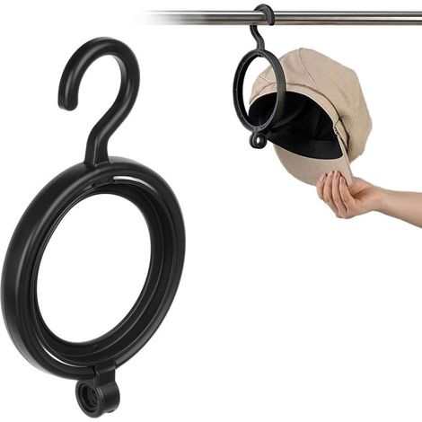 1 pcs Support de Perruque de Chapeau Suspendu, Cintres D'affichage de Perruque en Plastique Peu Encombrants Supports de Perruque Suspendus Portables pour Placard, Mur et Porte Noir (1/5)
