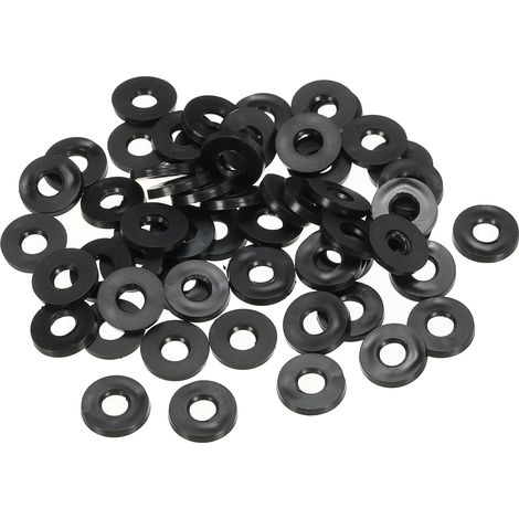60 Paquet M5 Caoutchouc Plat Rondelle 5 mm ID 11 mm OD Noir (1/5)