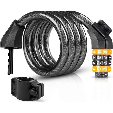Antivol Vélo Code Chiffres 120cm 150cm Câble Acier 12mm Support Guidon Scooter MTB (1/5)
