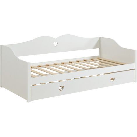 Lit banquette gigogne 2 x 90 x 190 cm - Pin et MDF - Blanc - DASTIVA