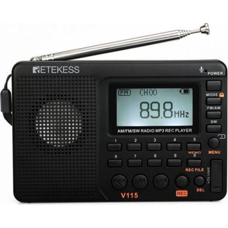 Poste radio portable rechargeable, FM AM SW, noir (1/4)