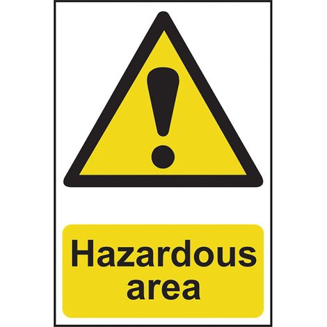 Warning Sign for Hazardous Areas - Self-Adhesive Semi-Rigid PVC, 400mm x 600mm, Suitable for Safety and Security Marking