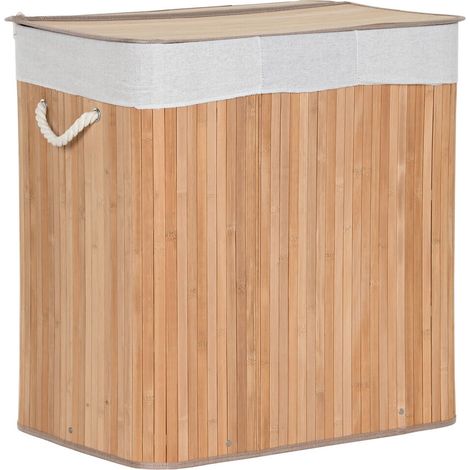 Cesta Ropa Bambu 60X40X60 140L 3 Compartimentos (1/4)
