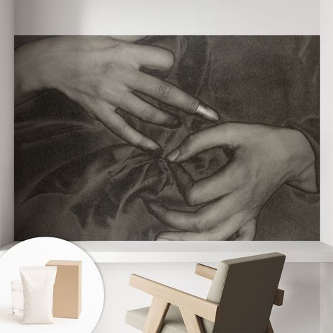 Papier peint intissé à motifs décoratifs pour salon chambre et bureau Décoration murale élégante avec colle Matière des mains 104x70 cm (1/5)