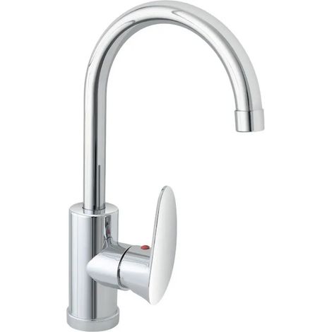 Miscelatore cucina tondo in acciaio inox con corpo orientabile