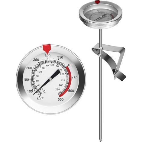 Kitchen Thermometer Stainless Steel Frying Thermometer 20cm Cooking Thermometer with Clip 20280°C Meat Thermometer Coffee Thermometer for Turkey, BBQ, Cooking Oil (1/5)