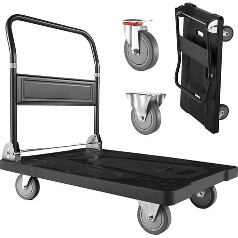 Carrello pieghevole VEVOR, 149,69 kg, 1000 libbre, 680 x 495 x 115 mm, ruote piroettanti, maniglia regolabile, acciaio legato + plastica (1/2)