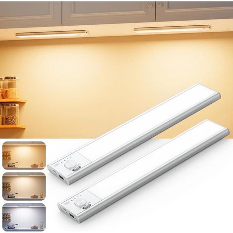 Reglette Led Cuisine Sous Meuble,Dimmable Lampe Detecteur De Mouvement Interieur,3 Couleurs Éclairage Lampe Led Rechargeable[BI91] (1/5)