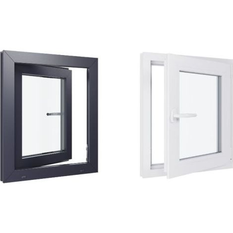 Finestra in PVC - Triplo vetro - Bicolore - Bianco e grigio - 600 mmx700 mm cm