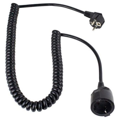 Spiralleitung mit Winkelstecker 4m weiß H05VV-F 3G1,5 IP20