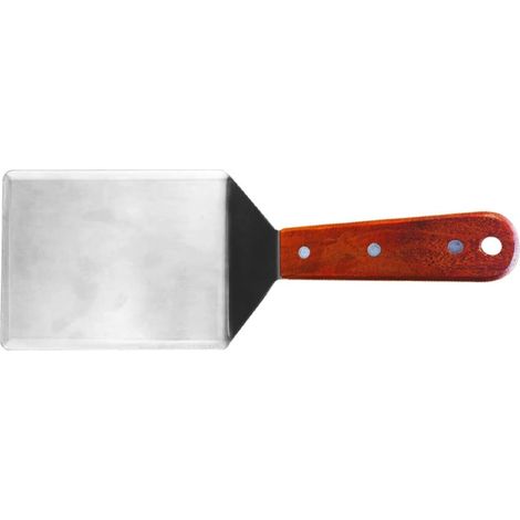 Spatule en acier inoxydable, spatule métallique pour poêle en fonte, spatule à griller avec manche en bois, pelle carrée (1/5)