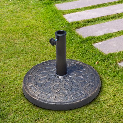 Base parapluie jardin 12kg ronde résine parasol poteaux 38/48mm Ø44x34cm, bronze (1/4)