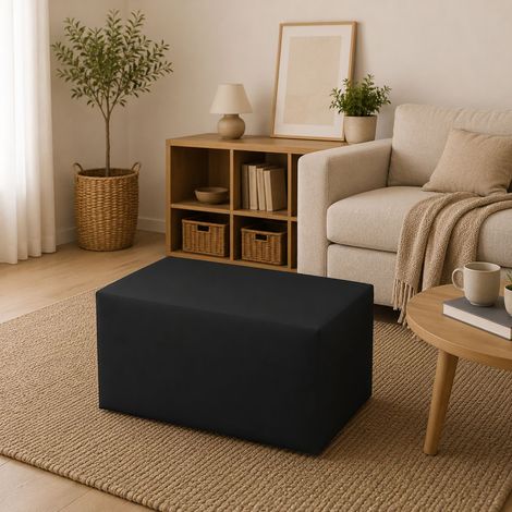 Dmora - Pouf Aceto, Poltrona multiuso, Poltroncina sacco, Pouf poggiapiedi, Made in Italy, 90x40 h42 cm, Nero (1/4)