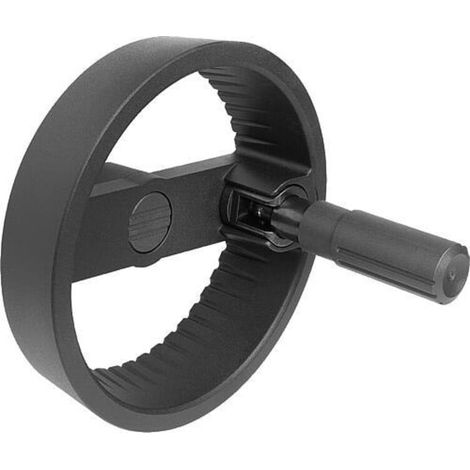 KIPP 2-Speichenhandrad D1=125 Form C Aluminium schwarz Passbohrung mit Nut D2=12 (1/4)