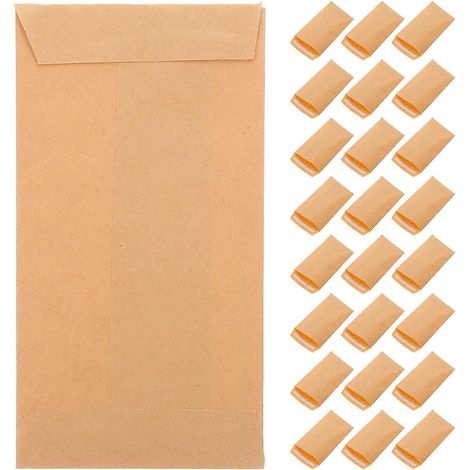 100 enveloppes kraft pour ranger argent, clés, pièces de monnaie et petits objets.-11.50X6.40X0.10CM (1/4)