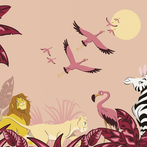 papier peint panoramique Le Roi lion rose  - Komar (1/5)