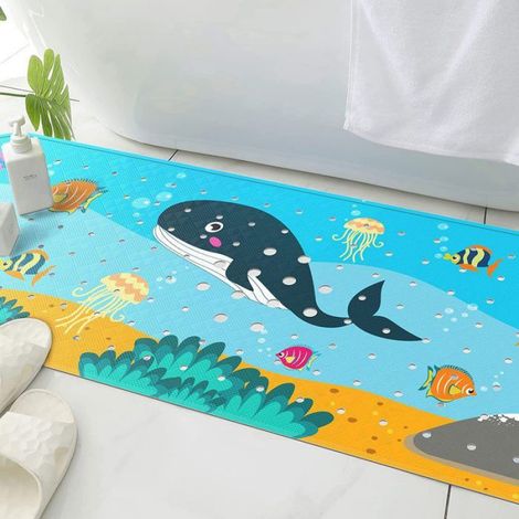 Tapis De Bain - 100x40 Cm - 200 Ventouses - PVC Sans BPA - Motif Baleine - 1 Pièce (1/5)