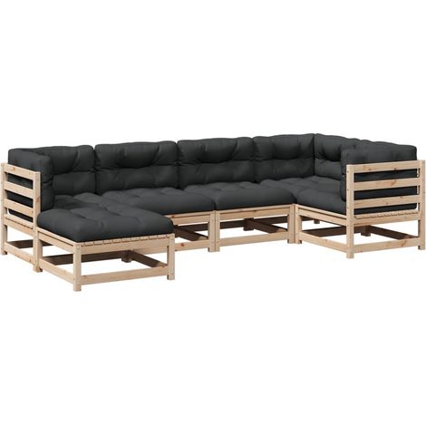 Set Divani Giardino 6 pz con Cuscini in Legno Massello di Pino vidaXL (1/5)