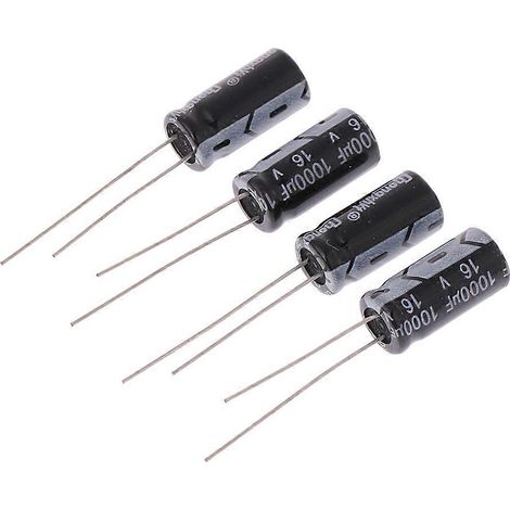 4 condensateurs électrolytiques radiaux en aluminium 16 V 1000 µF 105 °C 20 % (1/5)