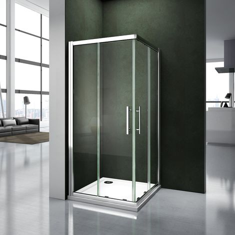 Porte de douche 100x80x185cm AICA cabine de douche 2 verres fixé et 2 verres mobiles (1/5)