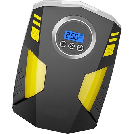 Gonfleur de pneu numérique portatif 12V pour voiture, moto et vélo - Pompe électrique à affichage digital, compresseur d'air compact avec manomètre LED, gonflage rapide et précis, idéal pour pneus aut (1/5)