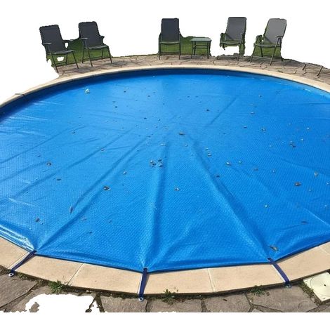 Cubierta para piscina, 488 cm de diámetro, material PE resistente, color azul. (1/2)