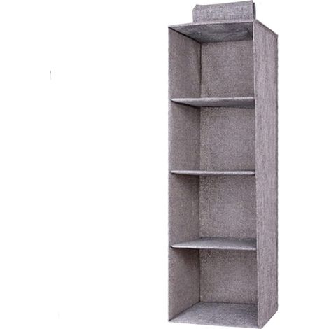 1 Étagère suspendue, 4 niveaux, Polyester, Renfort carton, 27x27x80cm, Placard (1/5)