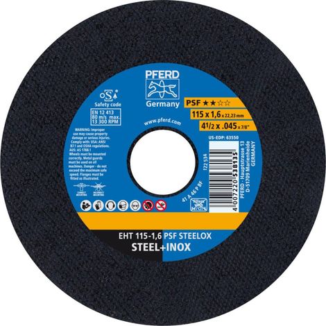 Taglio Disco Ps-Forte-Inox Per La Lavorazione Di Acciaio Inossidabile, O X Spessa. : 115 X 1,6 Millimetri, Giusto Modello, La Velocità Massima. 13 300 Giri / Min (1/4)