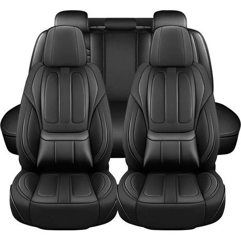 Housse de siège auto ajustable - AVIZAR - Avant doubles et banquette arrière - Noir - Aspect soigné - Extensible