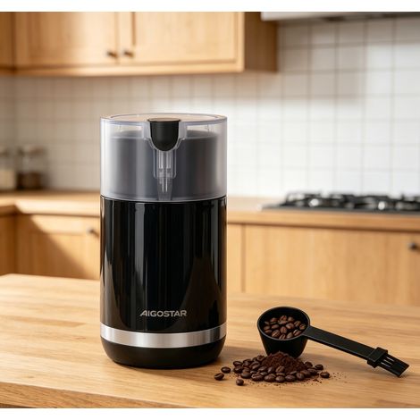 Broyeur à café électrique Aigostar 150W capacité 70g réglable, broyage précis compact efficace pour usage domestique (1/4)