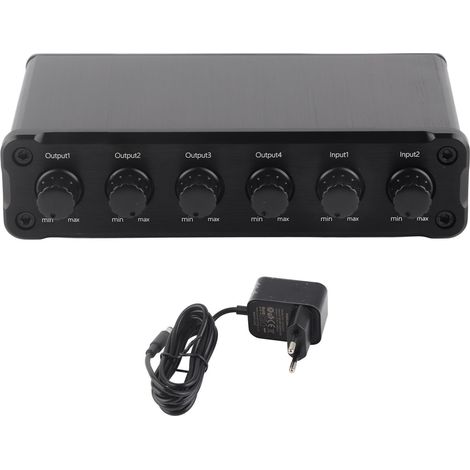 Amplificateur de Signal Audio 4 Sorties avec Réglage de Volume 3.5mm, Alimentation 100‑240V EU (1/5)