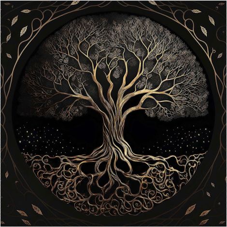 Nappe d'autel carrée, tapis de tarot, nappe de table, autel wiccan, nappe spirituelle, arbre de vie, 50 x 50 cm / 75 x 75 cm (1/5)