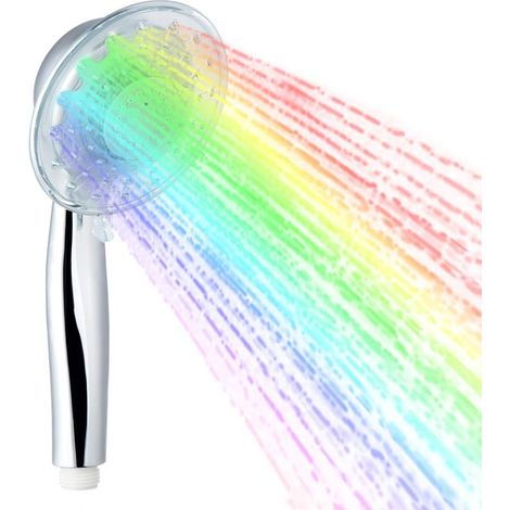 CCYKXAPommeau de Douche LED Douchette avec 7 Couleurs Changeantes Tête de Douche -Débit d'eau Réglable (1/5)