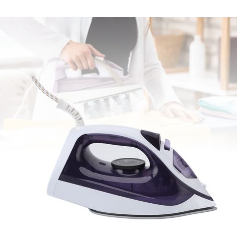 Plancha de vapor con 1600 W de potencia, microporos y depósito de agua de viaje de 210 ml, fabricada en acero inoxidable, aluminio y ABS, color: morado. (1/5)