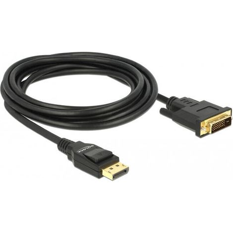 Delock Cable DisplayPort 1.2 Masculino - DVI 24+1 Masculino Pasivo 3 M Negro (1/2)