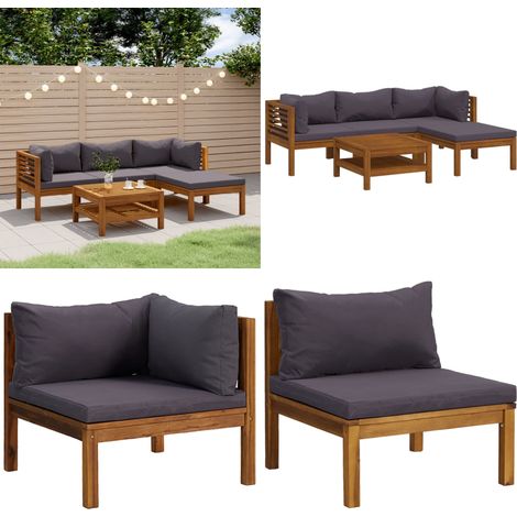 5-tlg. Garten-Lounge-Set mit Auflage Massivholz Akazie - Holzsofa - Akazienholz (1/5)
