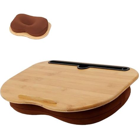 Plateau pour ordinateur portable en bambou rembourré avec repose-poignet intégré pour ordinateurs portables jusqu'à 15" (1/5)