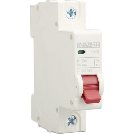 DC-Miniatur-Leistungsschalter 1-polig 63A DIN-Schienenmontage DC250V 6000A Abschaltvermögen DZ47s 63Z C63 für Solar-PV-Systeme (1/5)