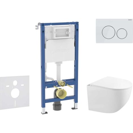 Geberit Duofix - Set de bâti-support, cuvette compacte Gaia et abattant softclose, plaque de déclenchement Delta20, blanc alpin SANI11CA3152B