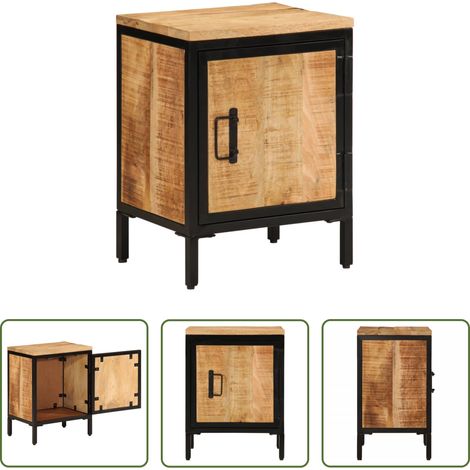 Mangholz -  Nachttisch 40x30x52,5 cm Raues Massivholz Mango (1/5)