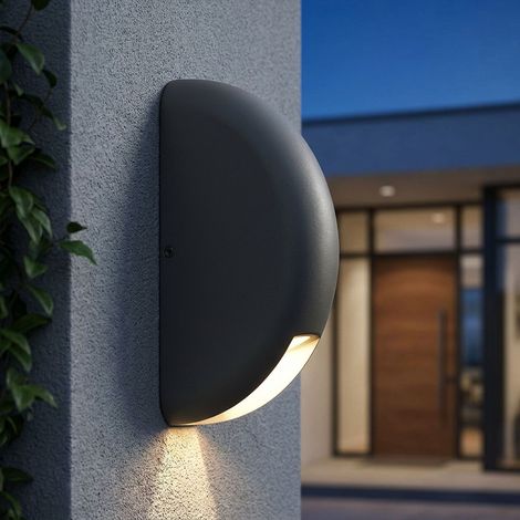 LED Wandleuchte Wandlampe Außenleuchte Gartenlampe Aluminium Grau Glas H 20 cm (1/5)