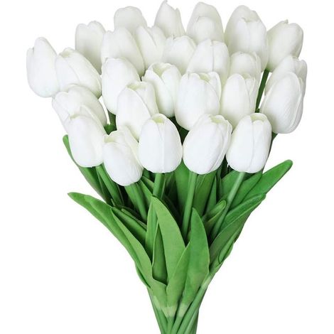 Ramo de tulipanes artificiales - Aspecto realista - Ideal para decoración - 20 tallos - Estilo C (1/5)